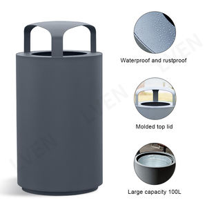 ถังขยะ<span class=keywords><strong>100L</strong></span> กลางแจ้งทำจากเหล็กกัลวาไนซ์สำหรับใช้ในสวนถังขยะสาธารณะเถ้า - Product Image 3