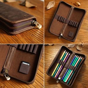 Пенал из натуральной кожи с застежкой-молнией - Product Image 6