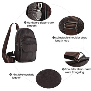 Sac bandoulière pour homme en cuir de vachette pleine fleur, durable, pour sports de plein air, usage quotidien, couleur unie - Product Image 3