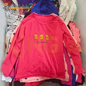 T-shirts d'été pour femmes à col rond 100 % coton, en gros, à prix réduit, pour adultes, vêtements d'<span class=keywords><strong>occasion</strong></span>, marque chinoise KINGAAA - Product Image 3