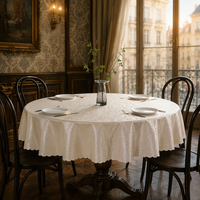 Nappe de banquet moderne en jacquard tissé blanc, résistante aux taches, élégante, qualité hôtelière, pré-lavée, personnalisable, décorative pour fêtes