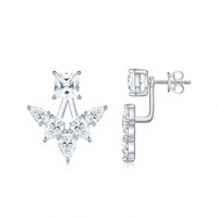 Boucles d'oreilles pendantes avant-arrière en argent sterling 925 avec moissanite taille princesse et taille poire pour femme, couleur D, pureté VVS1