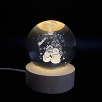 LED Mini Innen Nacht lampe 3D Sonnensystem Kristall kugel Planet Kugel Mond Holz basis Batterie betriebene 3D Art Lasersc halter Leistung