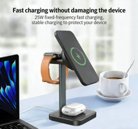 Chargeur de téléphone sans fil 25W, station de charge magnétique multifonction, support de téléphone de bureau pour téléphone, écouteurs, montre