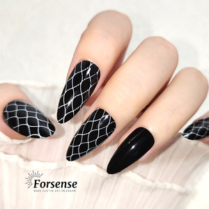 Forme d'amande chic presse noire sur les <span class=keywords><strong>ongles</strong></span> femmes 24 pièces stiletto auto-adhésif doigt artificiel presse-sur <span class=keywords><strong>ongles</strong></span> <span class=keywords><strong>faux</strong></span> <span class=keywords><strong>ongles</strong></span> avec de la colle - Product Image 3