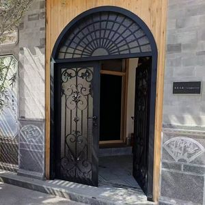 Porte battante en aluminium au design moderne, avec charnière française, pour entrée principale, sécurité, antivol, diverses spécifications - Product Image 2