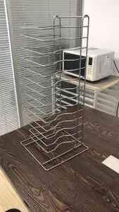 מתלה פיצה נירוסטה להתאמה אישית עם מסך ערמה דוכן פיצה מתכת עבור מסעדות מסחריות - Product Image 6