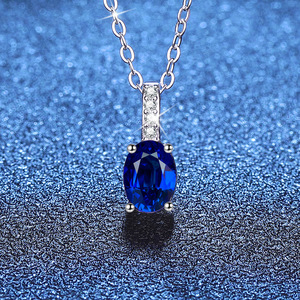 S925 in argento Sterling Moissanite a forma di uovo collana smeraldo da donna trasbordino coltivato rubino zaffiro Moissanite ciondolo - Product Image 2