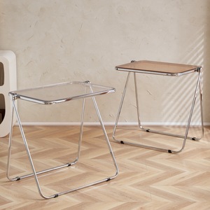 Transparante opvouwbare bijzettafel van kunststof, multifunctioneel, modern, minimalistisch, voor thuisgebruik, casual banktafel, balkon, kleine tafel - Product Image 3