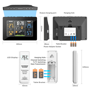 No RCC PT201C + Trạm Dự Báo Thời Tiết Hiển Thị Màu Kỹ Thuật Số Điều Khiển Vô Tuyến USB Nhiệt Kế Ngoài Trời Trong Nhà Không Dây Máy Đo Độ Ẩm - Product Image 5