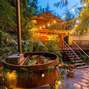 Luxury Outdoor Hot Tub Spa Balcony Backyard Red Cedar Soaking Tub with Wood Burning Heater - Product Image 6