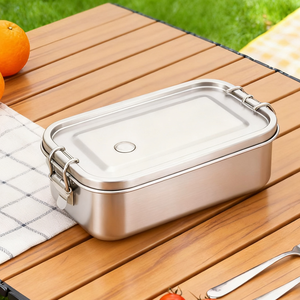 Scatola Bento 304 Xinyuan in acciaio inossidabile da 800ml/1200ml/1400ml a prova di perdite con divisore rimovibile e manico in acciaio inossidabile - Product Image 6