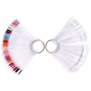 Lot de 50 bâtonnets de présentation en forme d'éventail pour nail art, transparents, naturels, noirs, roses, pour faux ongles, nuancier de couleurs avec anneau métallique, outil de salon - Product Image 4