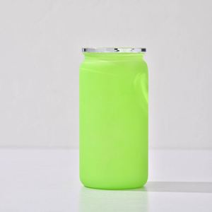 Vasos de Plástico Reciclables con Forma de Lata de 16 oz, Coloridos, con Tapa de PP y Pajita, para Envoltura UV DTF, Disponibles en Almacén de EE. UU. - Product Image 1