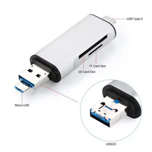 OTG 4 In 1 Stik Memori USB 3.0, Flash Drive Kinerja Terbaik untuk Ponsel Pintar Android PC 8GB 32GB 64GB Tipe-c Hadiah