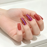 Ongles press-on Aurora Chrome Glossy, ongles carrés brillants de taille moyenne, ongles acryliques réutilisables, lot de 24 pièces pour salon