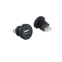 LSHITECH USB 2.0 Type-A Female Panel Mount Connector 22.5mm Cutout with Hex Nut for Industrial Control Panel