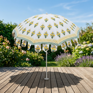 Parasol indien en coton imprimé à la main, protection solaire, robuste, motif floral, nouveauté indienne - Product Image 1