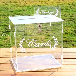 Akrilik küp Favor kutusu düğün süslemeleri için akrilik plastik düğün hediye kutusu akrilik kılıf için kart