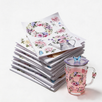 Autocollants de transfert de fleurs en aquarelle - Décalcomanies florales DIY pour journaux, meubles, artisanat et scrapbooking, amovibles