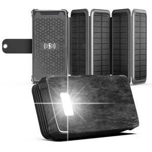 Banco de energía inalámbrico <span class=keywords><strong>Pawor</strong></span>, plegable, con energía Solar, 10000mAh, carga rápida, 3 Bancos de cargador de teléfono USB con estación de energía Solar Exbom - Product Image 1