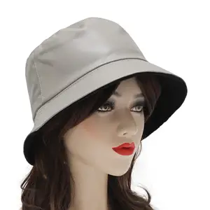 Sombrero de piel de oveja para hombre, sombrero de cubo de cuero rojo, personalizado, a granel