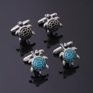 ウェディングビジネス卒業ギフト動物エナメルカフリンクスシルバー金メッキウミガメ男性用カフリンクス - Product Image 3