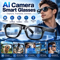 Lunettes Intelligentes IA avec Caméra 8MP, Photos 32MP, Vidéo 2K, WiFi 4, Bluetooth 5.3, Traduction, EIS Anti-tremblement, Activation Vocale, IP65, 35g, Protection Lumière Bleue