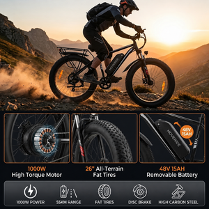 Bicicletta Elettrica per Adulti con Batteria al Litio 48V 17.5Ah, E-<span class=keywords><strong>Bike</strong></span> Urbana a Lunga Autonomia con Motore Posteriore Brushless e Telaio in Acciaio al Carbonio - Product Image 2