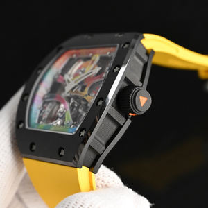 Reloj Mecánico de Diseño de Alta Gama Estilo RM para Hombre, con Arte Graffiti Colorido, Movimiento Visible y Correa Amarilla Brillante - Product Image 4