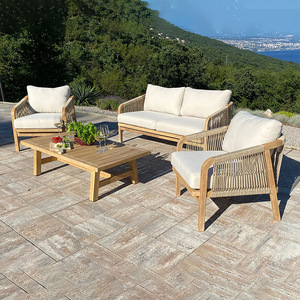 Ensemble de salon de jardin en teck pour villa, canapé d'extérieur modulable, mobilier de jardin très demandé - Product Image 1