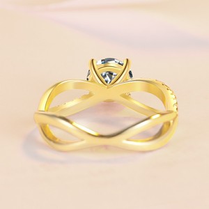 <span class=keywords><strong>Bijoux</strong></span> fins, bague de fiançailles romantique en argent sterling S925 plaqué or, croix torsadée, 1 carat VVs1 Moissanite pour femmes - Product Image 3