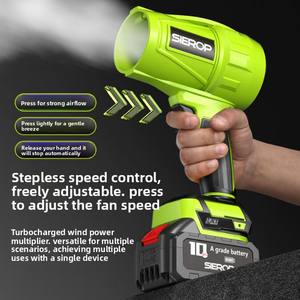 Souffleur à feuilles turbo à batterie industrielle, ventilateur puissant, moteur sans balais, séchage de voiture, souffleur à neige portatif, nettoyage de jardin - Product Image 2