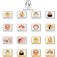 Nouvelle Série Alimentaire 2026 : Bracelet Modulaire en Acier Inoxydable avec Pendentif Sushi Saumon Cartoon, Bijoux Personnalisables DIY