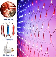 Lumières du drapeau américain Lumières patriotiques extérieures étanches Ornements suspendus President's Day 420 LED USA Flag Net Lights