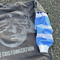 Camiseta de Manga Larga para Hombre, Doble Capa, con Logotipo Personalizado, Cuello Redondo, Estampado DTG en Contraste, Estilo Oversize, Bloques de Color