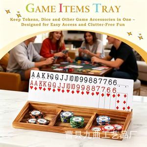 Expositor de cartas de madera con almacenamiento de fichas, organizador de juegos de mesa de madera maciza para póquer y juegos de mesa - Product Image 3
