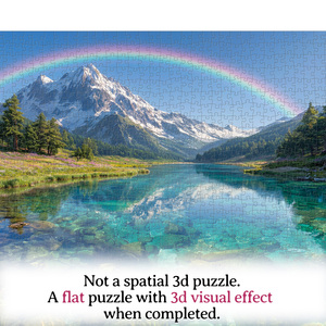 1000 Piece <b>Jigsaw</b> <b>Puzzle</b> Mountain Lake Rainbow Scene Educational Toy 14 Years & Up Unisex Full Color Printing Cardboard Box - Product Image 6