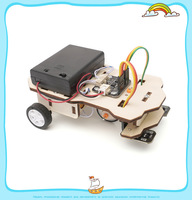 Kit de démarrage intelligent pour robot jouet de suivi de ligne noir DIY en bois, jouet STEM de science et d'ingénierie