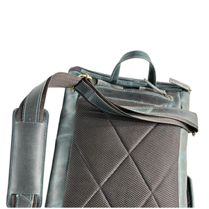 Mochila de viaje de cuero genuino para verano, bolso de lona con cremallera, forro de lona, multifuncional, azul, suave, duradero - Product Image 4