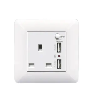 Enchufe de pared USB blanco BS, enchufe de pared eléctrico único UK de 13 Amp