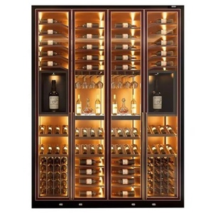 Customized <b>Led</b> <b>Lighting</b> High-end Living Room Home <b>Bar</b> Glass Showcase Stainless Steel Wine Cabinet Non-standard Wine - Product Image 1
