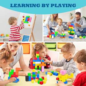 Magnetische Ungiftige Plastikbausteine für Kleinkinder 4-12 Monate STEM-Lernset zur Förderung der Kreativität 2,5cm Würfel Hergestellt in Guangdong - Product Image 5
