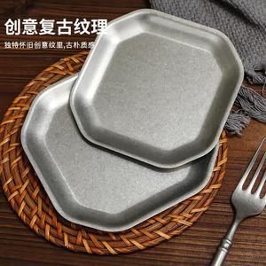 Stainless Steel <b>Square</b> Plate <b>Set</b> Stackable Design For Party Snack Dessert Serving Tray Solid Color Dishes - Product Image 2