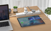 Stop Kontak Ekstensi Anti Api 13A dengan 4 Port USB dan Kabel 2m untuk Perlengkapan Kamar Asrama