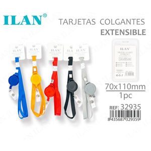 Porta Badge Retrattile ILAN 70x110mm con Cordino Estensibile, 5 Colori - Product Image 1