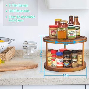 กล่องไม้อะคาเซีย lazysusan เก็บจานเสียงเหมาะสำหรับตู้ที่จัดระเบียบ Table360-degree หมุนได้ - Product Image 4