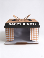 Boîte à gâteau pliable en papier avec poignée, personnalisée et imprimée, pour l'emballage de gâteaux d'anniversaire, pour boulangerie, dessert
