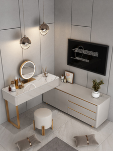 Bàn Trang Điểm Hiện Đại Với Gương Và Ghế Đẩu Cho Khách Sạn Bộ Bàn Trang Điểm Phòng Ngủ Gia Đình - Product Image 4