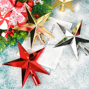 Adornos Colgantes de Estrella de Cinco Puntas de PVC para la Punta del Árbol de Navidad, Electrochapados en Oro, Plata y Rojo, para el Hogar, Venta al por Mayor, para Exteriores - Product Image 5